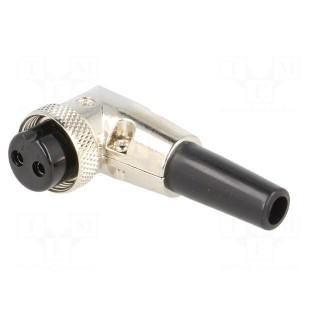 Plug | microphone | female | PIN: 2 | for cable | angled 90° | 6mm