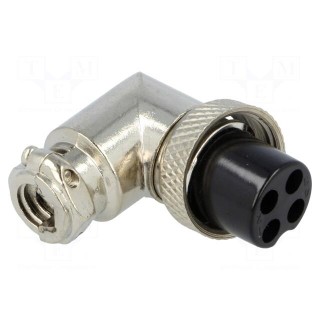 Plug | microphone | female | PIN: 4 | for cable | angled 90°