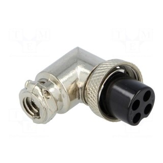 Plug | microphone | female | PIN: 4 | for cable | angled 90°