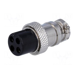 Plug | microphone | female | PIN: 4 | for cable | straight