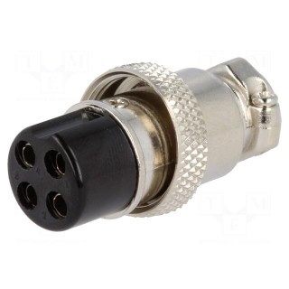 Plug | microphone | female | PIN: 4 | for cable | straight | 6mm