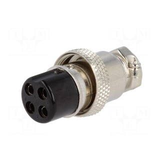Plug | microphone | female | PIN: 4 | for cable | straight | 6mm