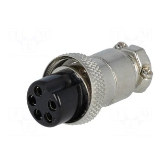 Plug | microphone | female | PIN: 5 | for cable | straight | 6mm