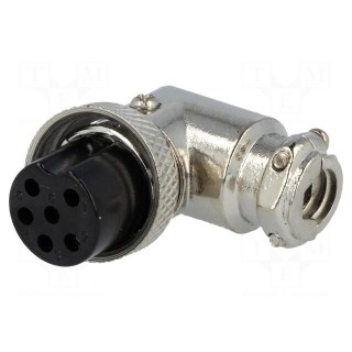 Plug | microphone | female | PIN: 6 | for cable | angled 90°