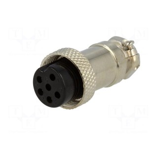 Plug | microphone | female | PIN: 6 | for cable | straight | 6mm