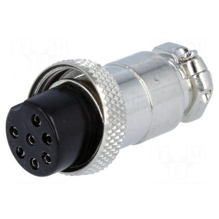 Plug | microphone | female | PIN: 7 | for cable | straight | 6mm