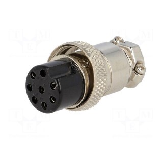 Plug | microphone | female | PIN: 8 | for cable | straight | 6mm