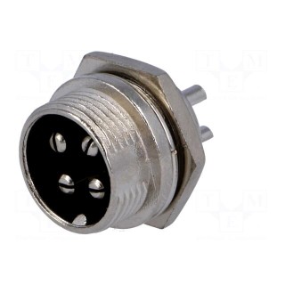 Socket | microphone | male | PIN: 4 | for panel mounting