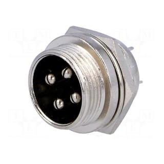 Socket | microphone | male | PIN: 4 | for panel mounting