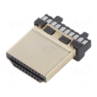 Connector: HDMI | plug | PIN: 19 | gold flash | for cable