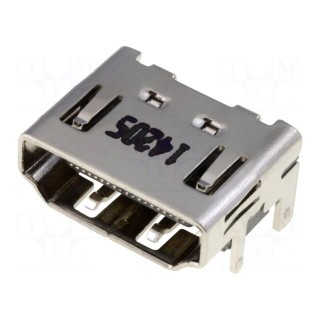 Connector: HDMI | socket | PIN: 19 | gold-plated | angled 90° | SMT