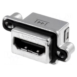 Connector: HDMI | socket | PIN: 19 | gold-plated | angled 90° | THT | IP67