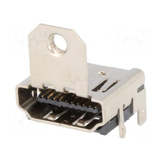 Connector: HDMI | socket | with holder | PIN: 19 | gold-plated | SMT