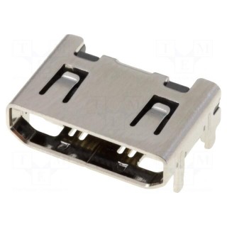Connector: mini HDMI | socket | with locating post | PIN: 19 | SMT