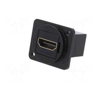 Coupler | HDMI socket,both sides | FT | gold-plated | 19x24mm