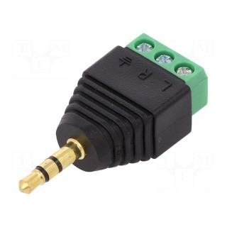 Adapter | Jack 3.5mm 3pin plug,terminal block | stereo | PIN: 3