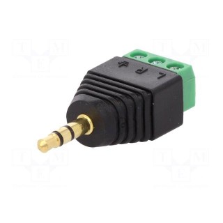 Adapter | Jack 3.5mm 3pin plug,terminal block | stereo | PIN: 3