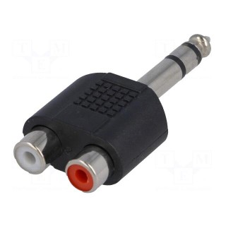 Adapter | Jack 6,3mm plug,RCA socket x2 | stereo
