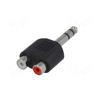 Adapter | Jack 6.35mm plug,RCA socket x2 | stereo