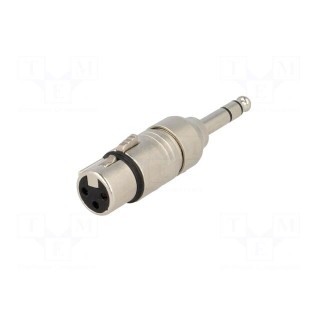Adapter | Jack 6,3mm plug,XLR female | stereo | PIN: 3