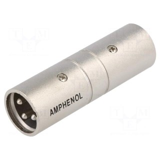 Coupler | XLR male,both sides | PIN: 3 | silver | straight