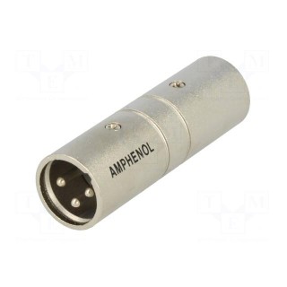 Coupler | XLR male,both sides | PIN: 3 | silver | straight