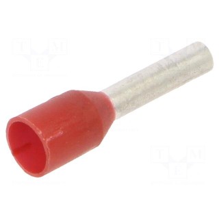 Tip: bootlace ferrule | insulated | copper | 1.5mm2 | 8mm | tinned | red