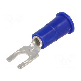 Fork terminal | M3,5 | Ø: 3.66mm | crimped | for cable | insulated | blue