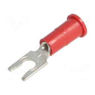Fork terminal | M3,5 | Ø: 3.66mm | crimped | for cable | insulated | red