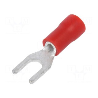 Fork terminal | M3,5 | Ø: 3.7mm | 0.5÷1mm2 | crimped | for cable | red