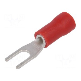 Fork terminal | M3 | Ø: 3.2mm | 0.5÷1mm2 | crimped | for cable | red