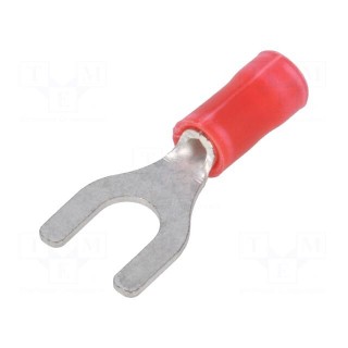 Fork terminal | M4,5 | Ø: 5mm | 0.26÷1.65mm2 | crimped | for cable | red