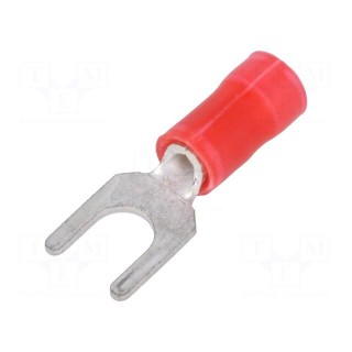 Fork terminal | M4 | 0.3÷1.42mm2 | crimped | insulated | tinned | red