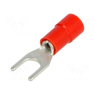 Fork terminal | M4 | Ø: 4.2mm | 0.25÷1.5mm2 | crimped | for cable | red
