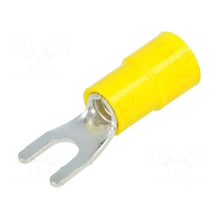 Fork terminal | M4 | Ø: 4.2mm | 4÷6mm2 | crimped | for cable | insulated