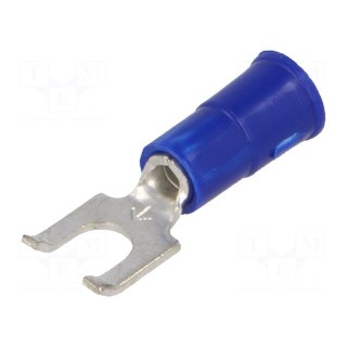 Fork terminal | M4 | Ø: 4.32mm | crimped | for cable | insulated | blue