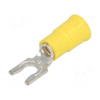 Fork terminal | M4 | Ø: 4.32mm | crimped | for cable | insulated | yellow