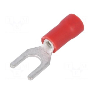 Fork terminal | M4 | Ø: 4.3mm | 0.5÷1mm2 | crimped | for cable | red