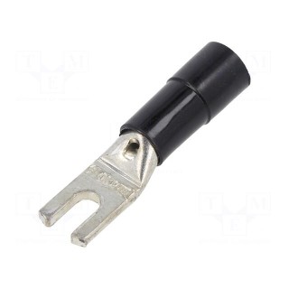 Tip: fork | M4 | Ø: 4.3mm | 10mm2 | crimped | for cable | insulated | tinned