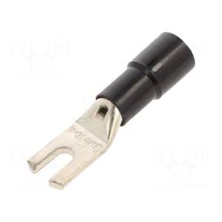 Tip: fork | M4 | Ø: 4.3mm | 16mm2 | crimped | for cable | insulated | tinned