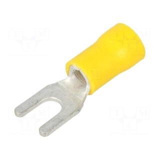Fork terminal | M4 | Ø: 4.3mm | 4÷6mm2 | crimped | for cable | insulated