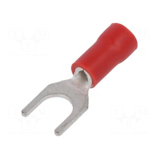 Fork terminal | M5 | Ø: 5.3mm | 0.5÷1mm2 | crimped | for cable | red