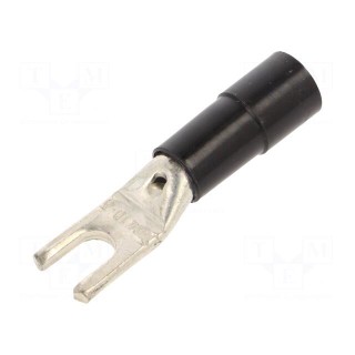 Tip: fork | M5 | Ø: 5.3mm | 10mm2 | crimped | for cable | insulated | tinned