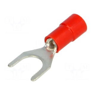 Fork terminal | M6 | Ø: 6.2mm | 0.25÷1.5mm2 | crimped | for cable | red