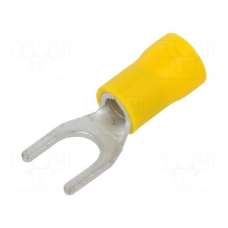 Fork terminal | M6 | Ø: 6.4mm | 4÷6mm2 | crimped | for cable | insulated