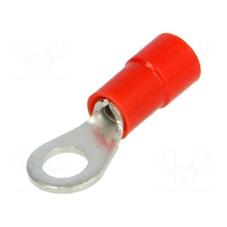 Ring terminal | M4 | Ø: 4.3mm | 0.25÷1.5mm2 | crimped | for cable | red