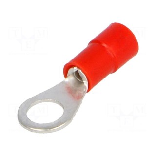 Ring terminal | M5 | Ø: 5.2mm | 0.25÷1.5mm2 | crimped | for cable | red