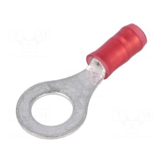 Ring terminal | M6 | Ø: 6.35mm | 0.3÷1.42mm2 | crimped | for cable | red