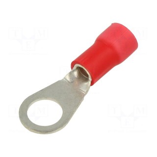 Tip: ring | Ø: 10mm | crimped | for cable | insulated | tinned | red | 8AWG