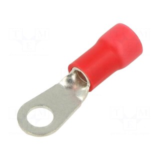 Tip: ring | Ø: 6mm | crimped | for cable | insulated | tinned | red | copper